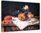 Bilderdepot24 Bild auf Leinwand | Édouard Manet Stillleben mit Brioche in 50x40 cm als Wandbild | Wand-deko Dekoration Wohnung alte Meister | NEU-180204-50x40-smb