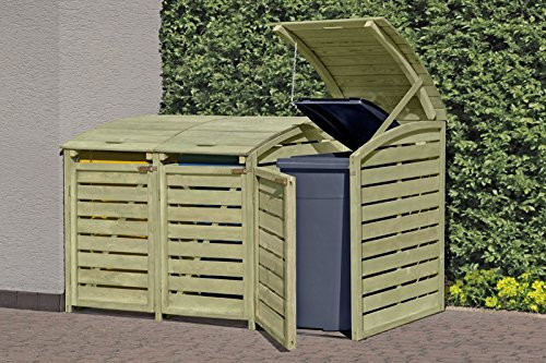HOQ 64066022 Mülltonnenbox für 3 Tonnen 240 Liter aus KDI Holz Mülltonnenabtrennung