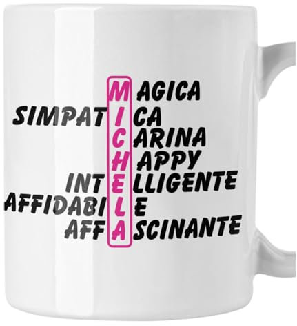 bubbleshirt Tazza Mug divertente con nome Michela e aggettivi simpatici Idea Regalo Compleanno Natale in ceramica