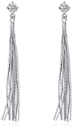 925 Sterling Silber Fädler Ohrringe Quaste Kette baumeln Tropfen lange Charme Ohrringe Schmuck Geschenke für Frauen (Quaste)