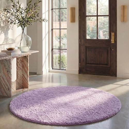 Safavieh Zottelig Teppich für Wohnzimmer, Esszimmer, Schlafzimmer - August Shag Collection, Kurzer Flor, Lila, 201 X 201 cm