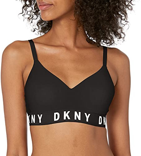 DKNY Damen Gemütlicher Boyfriend-Pushup Bügel Push-Up-BH, Undurchsichtige, Schwarz/Weiß, X-Large