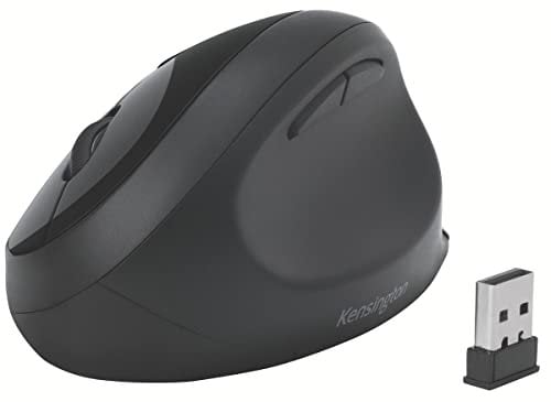 Kensington Kabellose ergonomische Maus, Wireless Pro Fit Ergo Computermaus für Laptop, Desktop, PC und Gaming, mit 2.4G USB oder Bluetooth Verbindung, 3 DPI Einstellungen & 5 Tasten, Schwarz, K75404EU