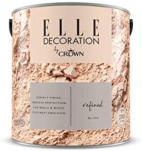 Crown ELLE DECORATION Refined No. 565, 2,5 L, extra-matte Premium Wandfarbe für Innen, für Wände und Holz, hohe Deckkraft, Innenfarbe,warmes, dezentes Taupe