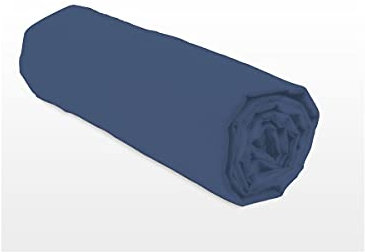 Home Linge Passion – Drap Housse 100% Coton – 57 Fils/cm² – Taille 160x200 cm – Bleu foncé – Bonnet 25 cm – Tissage serré – Doux, Respirant, Lavable