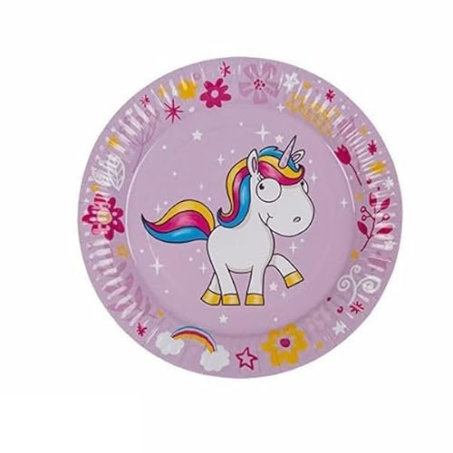 Assiettes ronde en carton licorne (lot de 8)