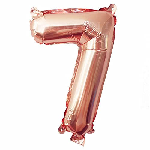 Lepep 40 cm Roségold Luftballons Zahlen von 0 bis 9 Buchstaben von A bis Z Party Deko Ballons für Geburtstag Babydusche Brautparty Hochzeit Abschlussball Folienballons Dekoration (Zahl 7)