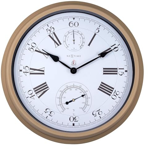 NeXtime 4305BR Wanduhr, Metall, Braun, 40.5cm