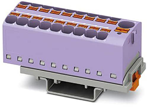 PHOENIX CONTACT PTFIX 10/18X4-NS35 VT Verteilerblock, Anzahl der Anschlüsse 19, Querschnitt 0,5 mm² - 10 mm², AWG 20 - 6, Breite 28,6 mm, Violett, 8 Stück