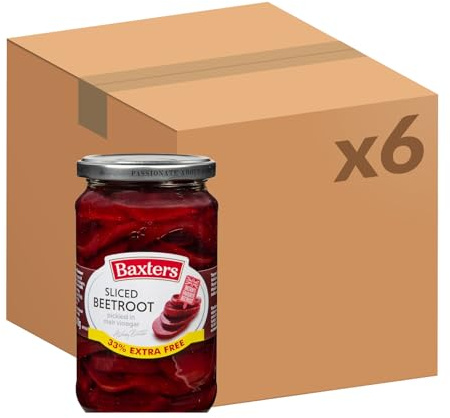 Baxters Sliced Pickled Beetroot in Malt Vinegar, 455 g (6-Pack) | Deliciously Tangy, Versatile for Salads & Sandwiches, Vegan, Bulk Pack