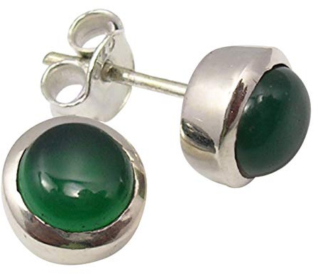 SilverStarJewel 925 Stempel Sterling Silber Natürliches Grün Onyx tcw 1,8 Ohrstecker 0,8 cm