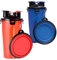 GEEZY 2 in 1 Dog Water & Food Bottle with Collapsible Bowl – Dual Compartments, Leakproof Lid, Travel-Friendly, Easy Grip – Great for Walks, Hiking, Outdoors, Dog & Puppy Lovers