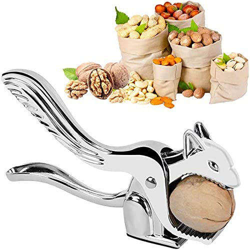 NZXVSE Schiaccianoci in noce, in acciaio inox a forma di scoiattolo dado Cracker clip con manico, castagno clip dado cracker Sheller