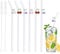 6 Pack Reusable Glass Straws, Glass Drinking Straws with Cherry Design, 3pcs Straight Glass Straws and 3pcs Curved Glass Straws