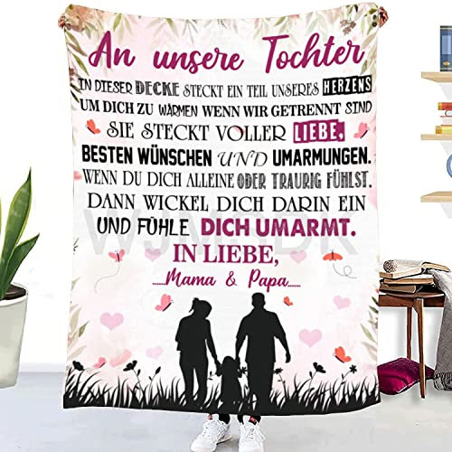 Personalisierte Decke Geschenk für Unsere Tochter, Kuscheldecke Flauschige An Unsere Tochter von Mama und Papa, Witziges Weihnachten Geburtstags Abschluss-Geschenke