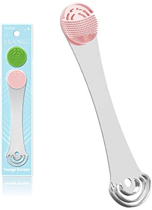 Raspador de Lengua,Limpiador de Lengua de Silicona de Doble Cabezal,Limpia Lenguas Adulto para Elimina el Mal Aliento,Limpieza Bucal,Reciclable,Fácil de Limpiar (Rosa)