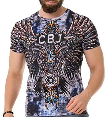 Cipo & Baxx Herren T-Shirt Digital Print Baumwolle Kurzarm CT719 Schwarz S