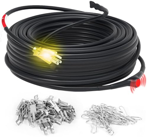 HEATIT 100ft Roof and Gutters Heating Cable with 10ft Lighted Plug Heavy-Duty Heat Tape, 120V 8W/ft