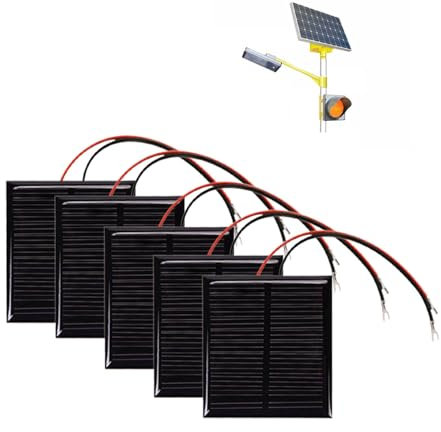 Paneles solares, kit de paneles solares impermeables, 5 baterías solares de coche, cargador de goteo de 5 V 0,45 W, kit de módulo de polisilicio mini solar Javascript para energía solar, hogar, luz de