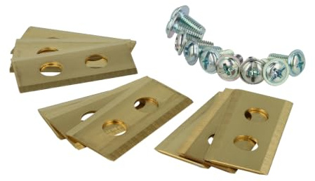 vhbw 9x Ersatz-Messer kompatibel mit Worx Landroid WR141E | WR142E, WR143E, WR153E Rasenmäher - Ersatzklinge Gold, Stahl (Titanbeschichtung)