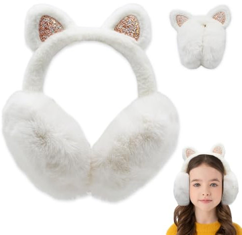 yotutun Damen Mädchen Ohrenwärmer Winter, Katzenohren Ohrenschützer Winter Cartoon Weichem Plüsch Ohrenschützer Kälteschutz faltbare Wärmendes Ohrenschützer für Outdoor Kinder, Geschenk