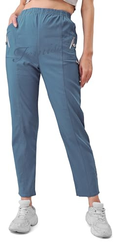 femiss Pantalon long taille haute avec élastique pour femme, pantalon doux, extensible, léger et décontracté, indigo, 38