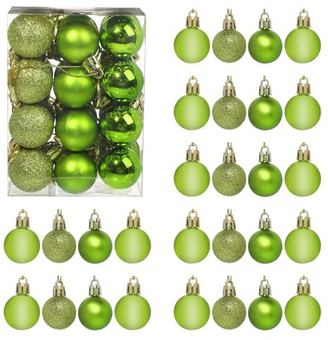GOOTRADES Set mit 24 bruchsicheren Mini-Weihnachtskugeln, Baumschmuck, Party-Dekoration, 3 cm (grün)