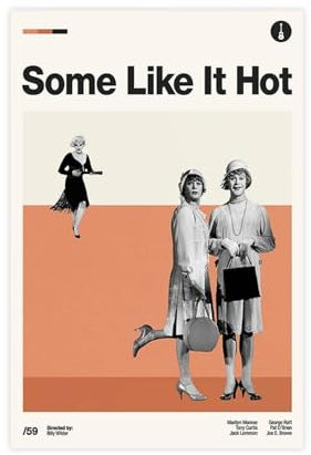 DEZARO Some Like It Hot – Vintage-Filmposter auf Leinwand, Poster, Wandkunst, Dekor, Bild, Gemälde für Wohnzimmer, Schlafzimmer, Dekoration, ungerahmt, 30 x 45 cm