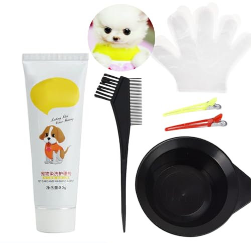 Bploar Pet Hair Color Gel Tinte para Pelo de Mascotas, Perro de Mascota Color de Pelo Tinte Semipermanente para el Pelo de Mascotas, Seguro y No Tóxico (Amarillo)