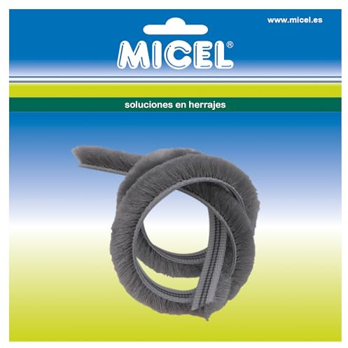 MICEL - 92609 - Burlete para Mosquitera, Fácil Montaje y Adaptabilidad, Recortable, de Polipropileno Resistente, Acabado Gris, Incluye 3 metros