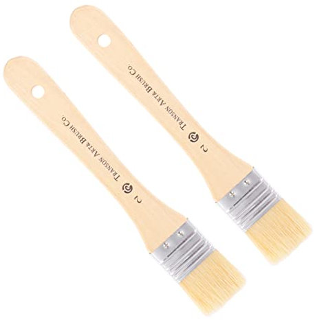 Lurrose 2 STK Chip-Farbe Wachspinsel Wandfarbe Staubreiniger Flecken Pinsel Massenfarbe ovale Farbe Lackfarbe kurzer Griff Bürste Gouachepinsel einstellen Ölpinsel Hölzern