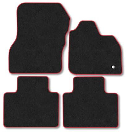Renault Zoe (2021-2024) [Electric] Carpet Car Mats | Red Edge Trim Tailored Fit Floor Mats Full Coverage Protection Accessories Easy Clean Anti Slip Made in the UK
