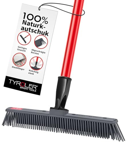 Tyroler Scopa in Silicone per Pavimenti Giapponese | Testa di 30 cm per Scopa Silicone Pavimenti | Manico Antiruggine di 140 cm in Acciaio Inox e Resistente alla Ruggine