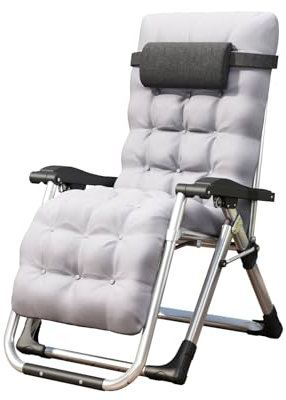 TRIOBLADE Outdoor Reclining Zero Gravity Chair with Cup Holder & Cushion, Adjustable Sun Loungers Folding Recliner Garden Chairs for Patio Garden Beach Support 200kg (Gray)