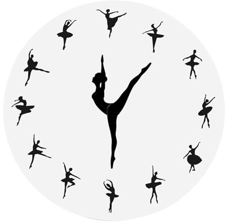 perfk Ballerina-Wanduhr, Ballett, tanzendes Mädchen, Wanduhr, geräuschlos, dekorative Uhr für Esszimmer, Arbeitszimmer, Wohnzimmer, Schlafzimmer, Büro
