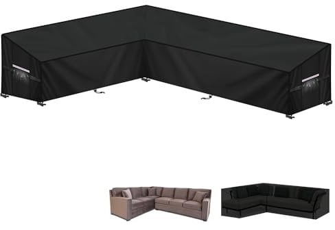 LAMUNI Gartenmöbel Abdeckung Loungemöbel l Form Lounge Sofa Schutzhülle für Gartenlounge Abdeckung L-Form Ecksofa Abdeckplane Wasserdicht Loungemöbel Abdeckhaube für Gartensofa, 190x280x90x80/60cm