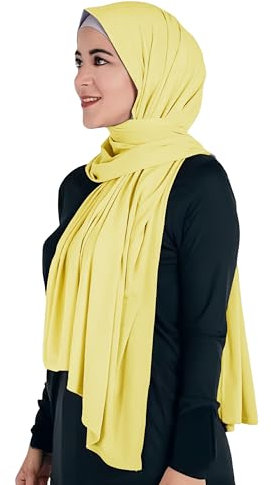 Lina & Lily Maxi Hijab Jersey Premium, Kopftuch Schal Turban für Muslimische Frauen (Gelb)