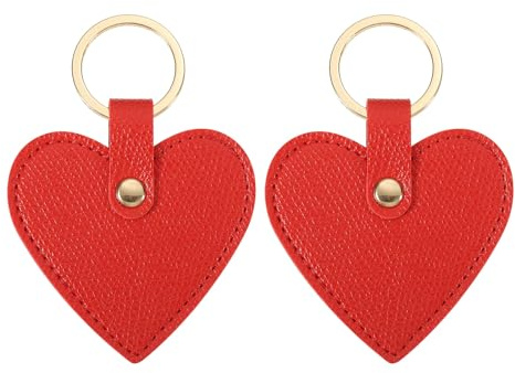 PATIKIL 2 Pièces Porte-Clés en Cuir en Forme de Cœur Rouge | Porte-Clés de la Saint-Valentin pour les Faveurs de Mariage, Mignon Porte-Clés en Cuir avec Anneau de Clé