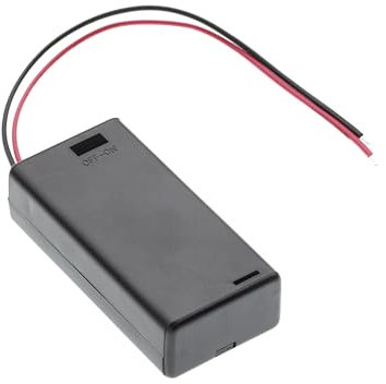 2x AA 3V Battery Holder Case with Cover - Plastic Storage Box with Wires & Leads 150mm for DIY. Compatible with (2 Slot x 1.5V) Batteries