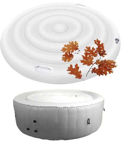 CDPTD Aufblasbare Whirlpool-Abdeckung rund, aufblasbare Whirlpools Abdeckung runden Whirlpools Gehäuse winddichtem schneebeichten isolierten Deckel (Round 145cm with Handle)