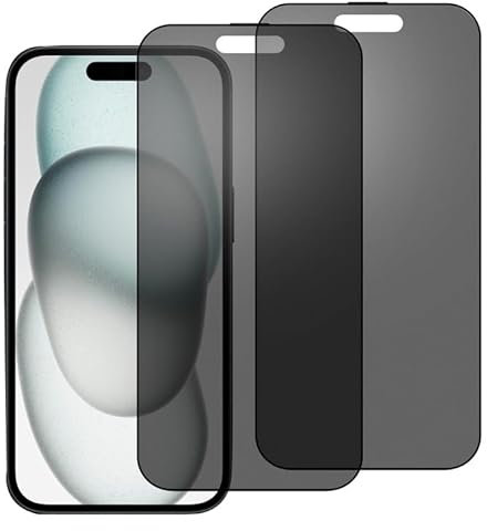 chejuza Ceramic Matte Privacy Film, Phone Screen Protector for Apple iPhone 15 Plus [2 Pieces], Anti-Spy, Anti-Glare, Anti-fingerprint