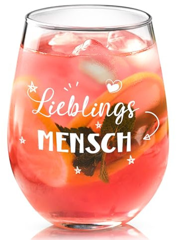 Joymaking Weinglas mit Spruch - Lieblingsmensch, Weinglas Geschenk Frauen Männer, Geschenkidee für Liebingsmensch, Freundin Kollegin Lieblingsmensch Partner Geschenk für Geburtstag Weihnachten 17oz