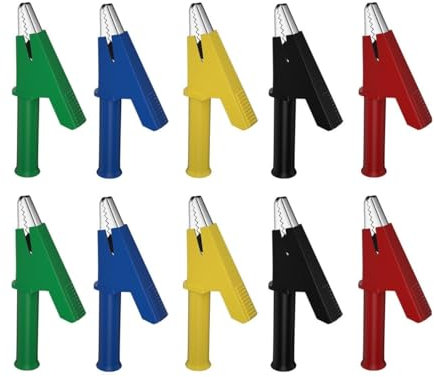 Aofan 10 Stück 5 Farben Krokodilklemme 380V 20A 4mm Isolierte Klemme Elektrischer Test Bananenbuchse Krokodilklemme Multimeter