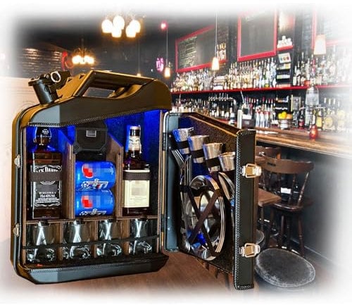 POCDOKYZ Kabinett-Gaskanister-Bar, 20-L-Fass-Champagner-Minibar, Mini-Whisky-Bar, Whisky-Bar, geeignet für Mann, Vater, Ehemann usw,Black