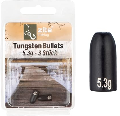 Zite Fishing Tungsten Bullet-Gewichte 3,5-14g | Finesse Carolina & Texas Rig Angel-Gewichte Set | Matt-Schwarz Beschichtet | Barsch & Zander Angeln Montagen Wolfram Weight (5,3g)
