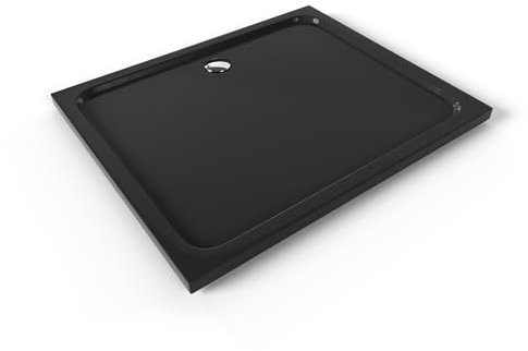 Moments of Glass Plato de ducha Acrílico Shimmer Smooth 100x120 cm, Negro – Textura Lisa, Antiderrapante, Antibacteriano, Resistente a agentes químicos – Incluye válvula y rejilla