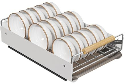 Jowenia Rack para tazones de cocina con tabla de drenaje para armarios de cocina, con película adhesiva nano