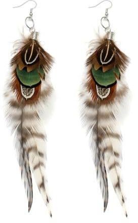 Feder-Ohrringe Für Frauen, Böhmische Feder Ohrringe, Frauen feder-anhänger ohrringe, Leichte Feder-Ohrringe, Long Feather Fringe Earrings für Frauen und Mädchen, Vintage-Ohrringe
