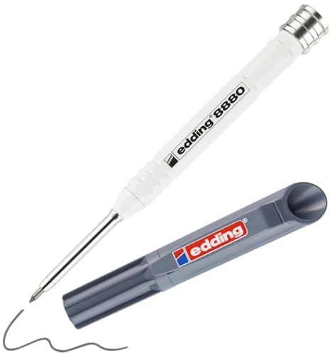 edding 8880 Tiefloch Baumarker mit Holster & Grafitmine - 2,8 mm auswechselbare Mine - integrierter Anspitzer - Bleistift für Bohrlöcher & Schnittkanten - Holz, Metall, Kunststoff, Fliesen & Karton