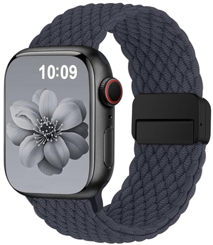 Higgs Geflochtenes Armband Kompatibel mit Apple Watch 40mm 41mm 42mm 38mm Damen Herren, Magnetisch Verschluss Elastisch Stoff Sport Nylon Armbänder für iWatch SE 3/2/1 Series 11 10 9 8 7 6 5 4 3 2 1